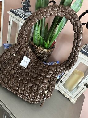 Sondra Roberts Brown Braided Top-Handle Shoulder Bag